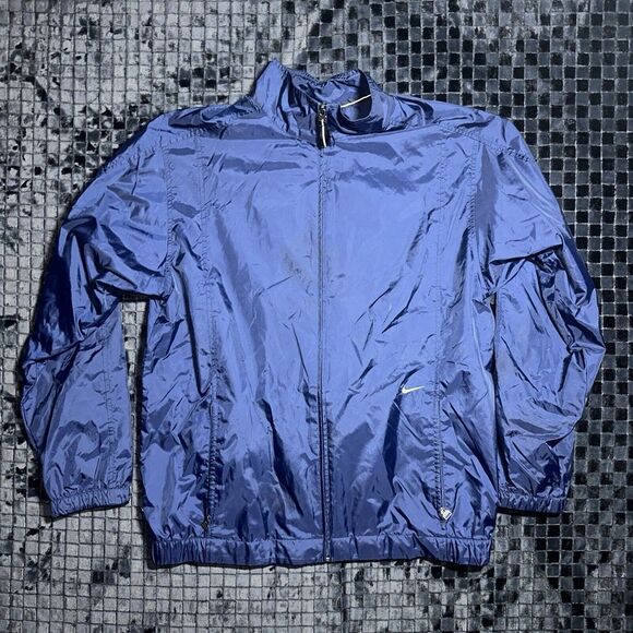 Nike Track Jacket Men's Size Large Navy Blue Y2K Vintage Gray‎ Tag - Picture 1 of 6